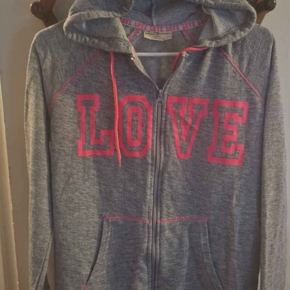 Tops - **2/$20** Gray Hoodie with Pink LOVE Print